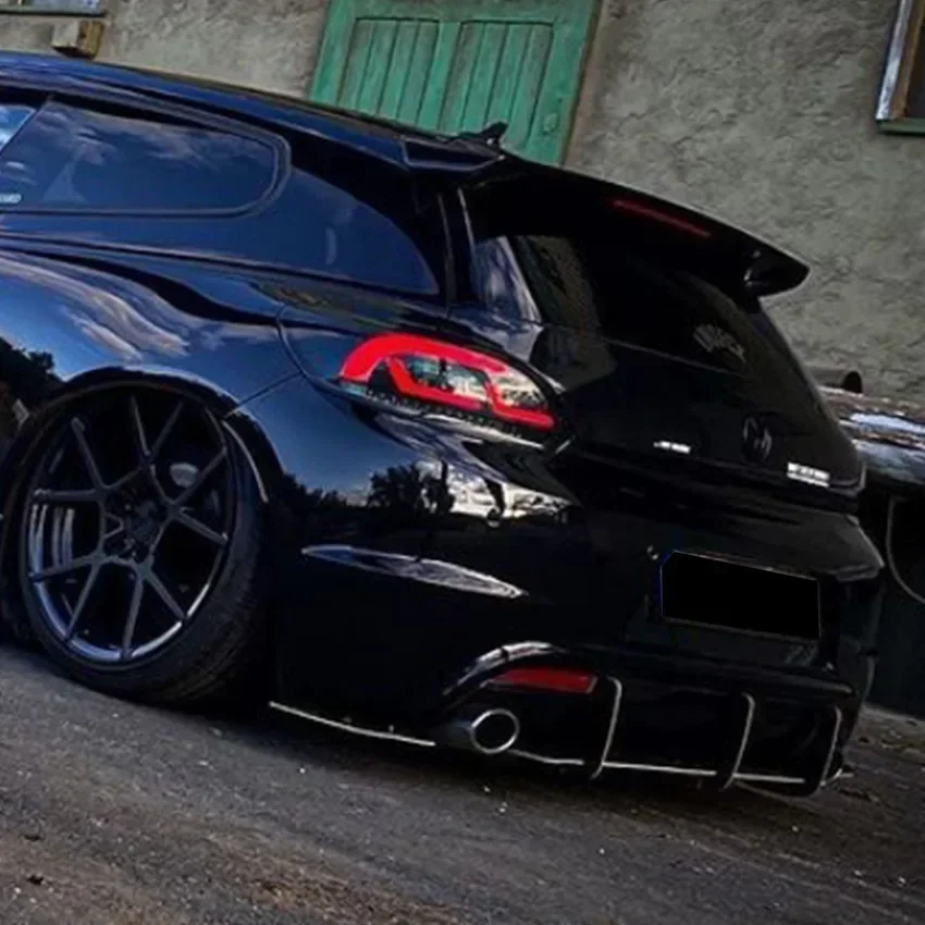 Für VW Scirocco R 2008-2016 Auto Heckstoßstange Diffusor Auspuffhalterung 3 Flossen Boot Splitter Schutz Spoiler Platte Lip Auto Teile