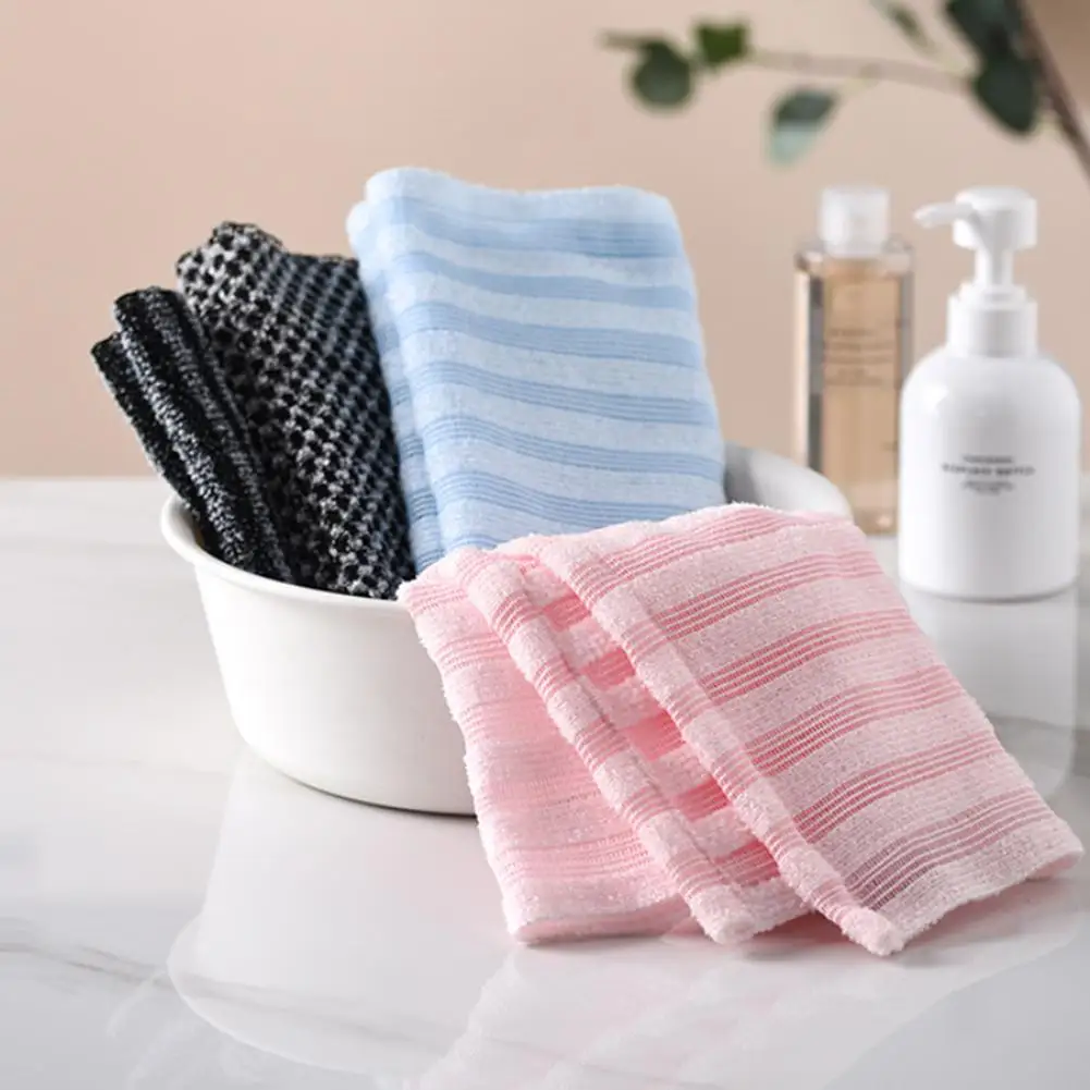 Exfoliating Back Scrubber Strap Nylon Bath Towel Strong Mud Removal Body Scrub Cloth Elastic Pull Band for Back Cleaning Shower