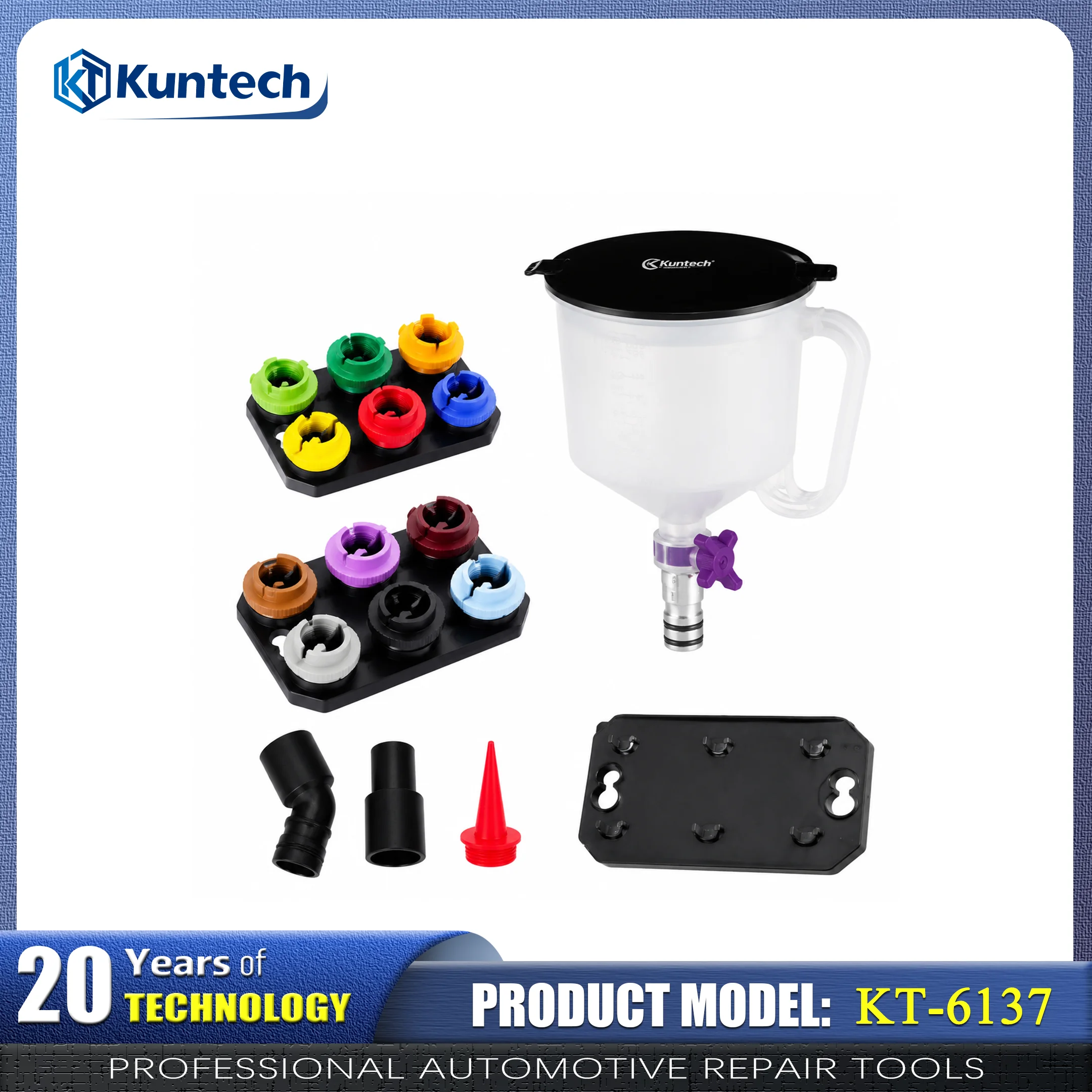 15Pcs Engine Oil Funnel Kit with Adapters, Transparent Spill-Free Oil Filling Tool for Car Oil Change Garage Mechanic Universal