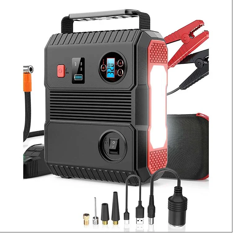 3000A Jump Starter Air Pump 24000mAh 12V Auto Battery Booster (All Gas/ 8LDiesel Engine) 2 USB Port