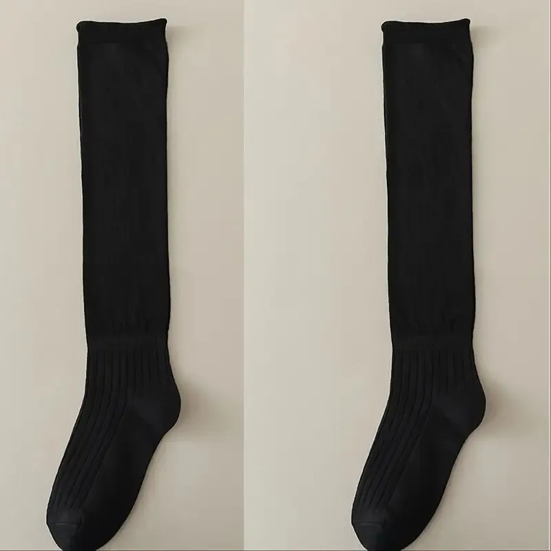1/5 Paar elegante gerippte Damen einfarbige Wadensocken weich bequem modisch Frühling Herbst Freizeitstiefel Stapelsocken – Detail 11