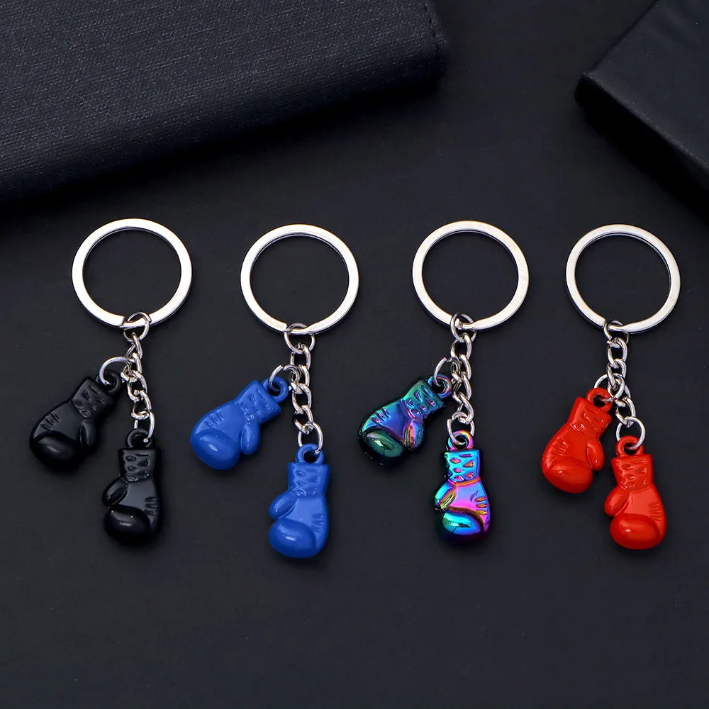 5pcs/bag Unique Boxing Gloves Key Chain creative Simulation Fitness Equipment Pendant Personalized Keyring For Car Keys Pendant