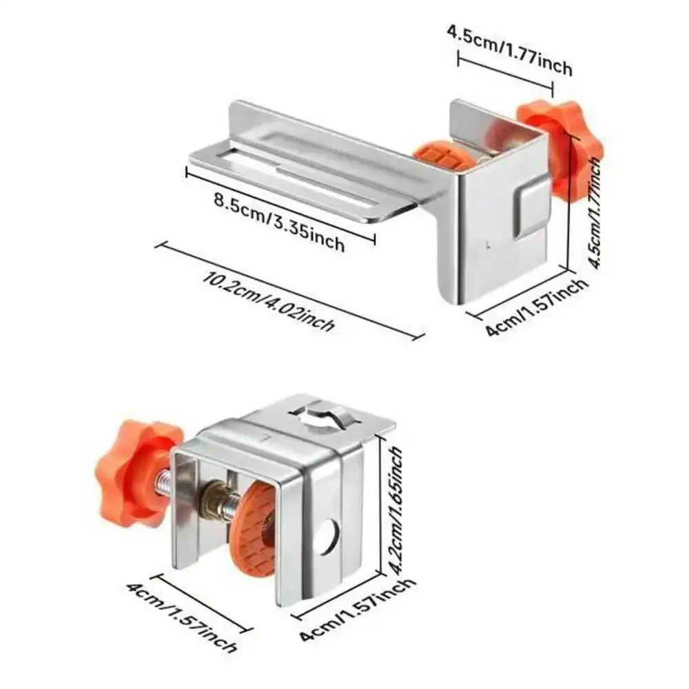 

Передние зажимы для ящика, 2 зажима для панели ящиков, регулируемый монтажный зажим из нержавеющей стали для столярной сборки мебели, мастерской