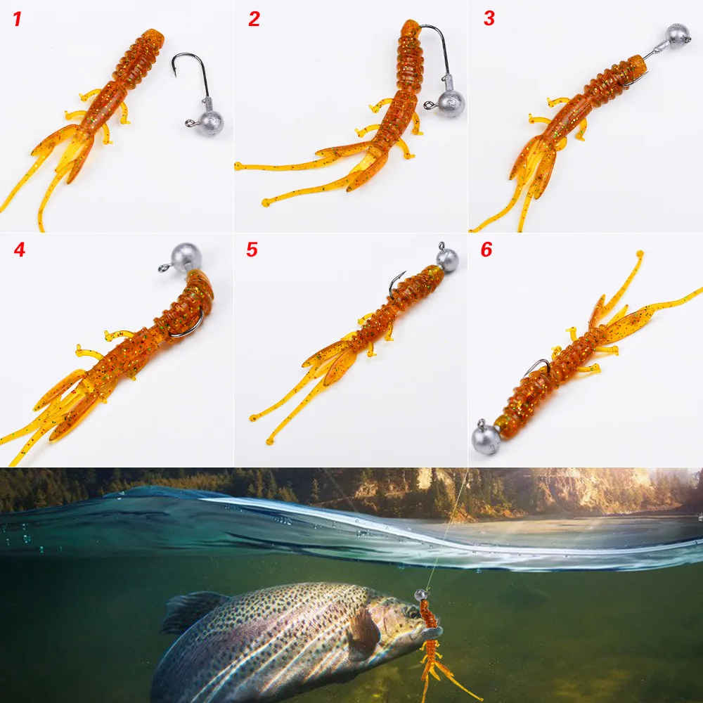 35pcs Soft Fishing Lures Kit Silicone Lure Fishing Set Artificial Tackle Bait Box with Crank Jig Hooks Freshwater Saltwater Fish