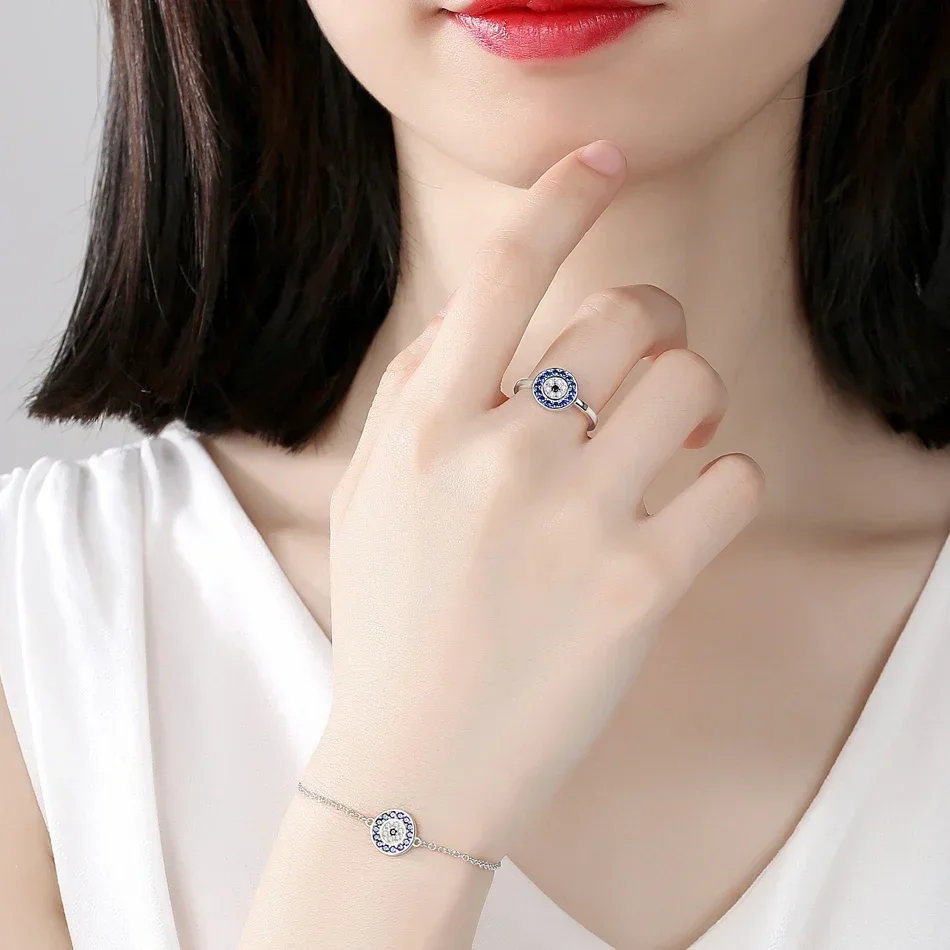 KALETINE Lucky Evil Eye 925 srebro pierścionki dla kobiet urok niebieski CZ Finger złote pierścienie mężczyźni biżuteria zaręczynowa ślubna — zdjęcie 6