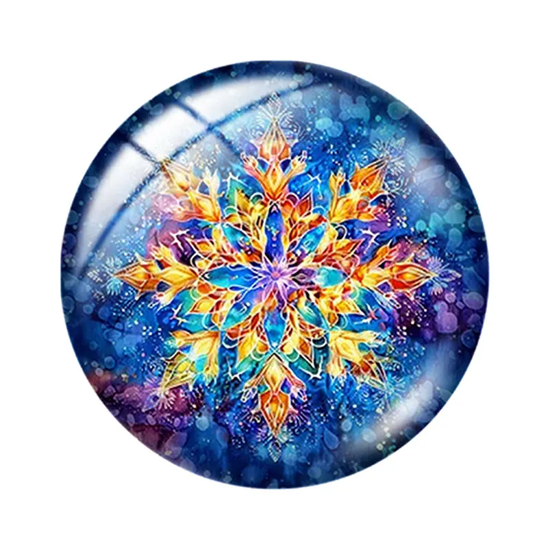 الألوان المائية الشتاء ندفة الثلج 10 قطعة 12 مللي متر/18 مللي متر/20 مللي متر/25 مللي متر صورة مستديرة الزجاج كابوشون التجريبي ظهر مسطح صنع النتائج #3