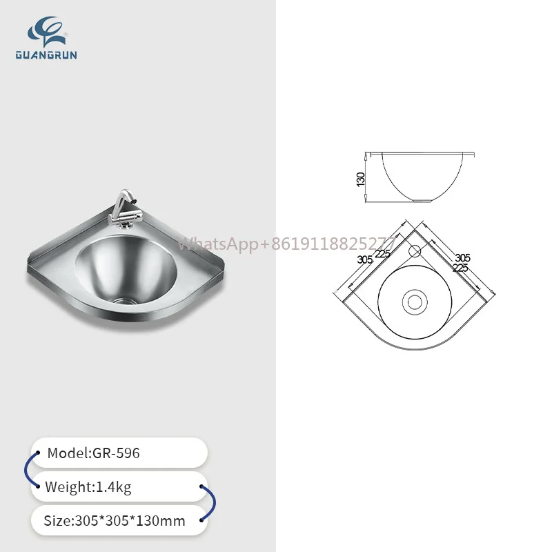 popular stainless steel corner basin for bathroom of train hospital school public toilet RV motorhome caravan boat yacht