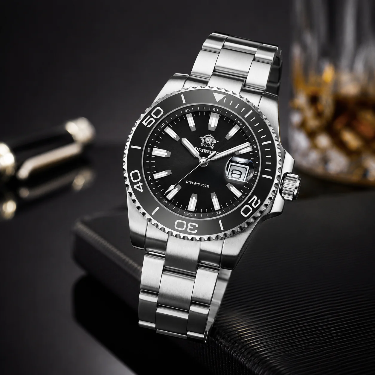 ADDIESDIVE 41mm High End Men Quartz Watch Luminous Ceramic Bezel 200m Waterproof Watches Fashion Business Stainless Steel Watch