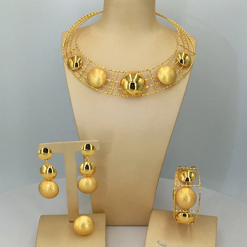 Fashion Beads Jewelry High Quality Copper Women Wedding Party Bride Dubai Jewelry Set FHK13261