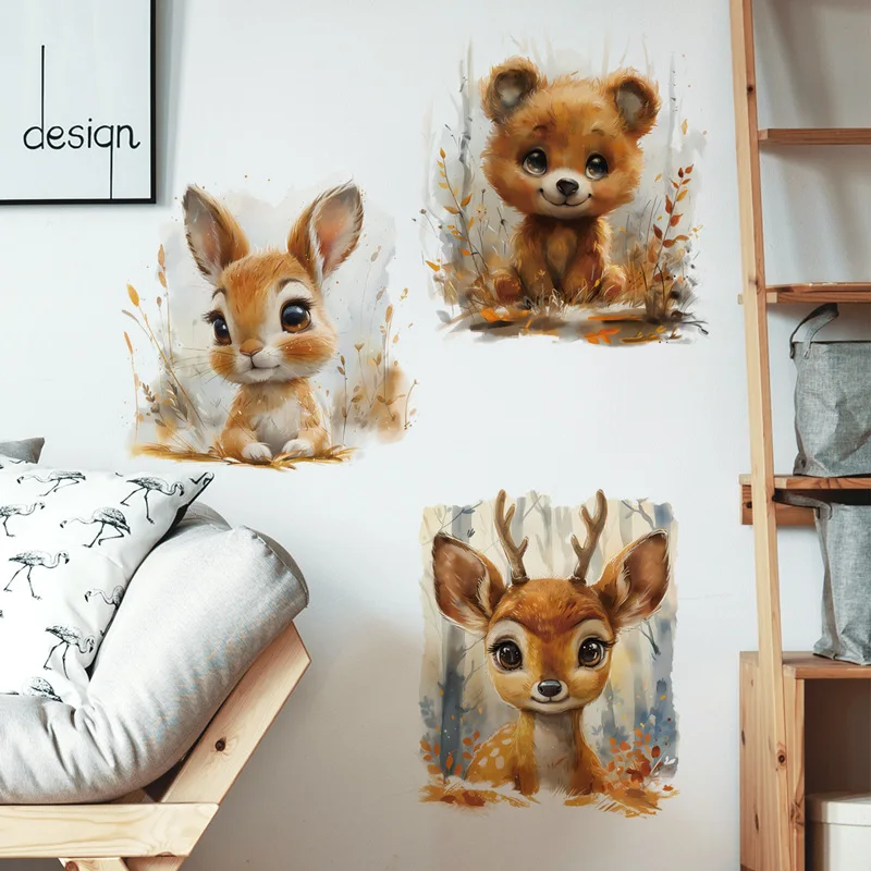 Animal Vinyl Tile Child Wall Sticker For Baby Kids Room Decoration Adhesive Wallpaper Bedroom Accessories Wall Decor Home Decor