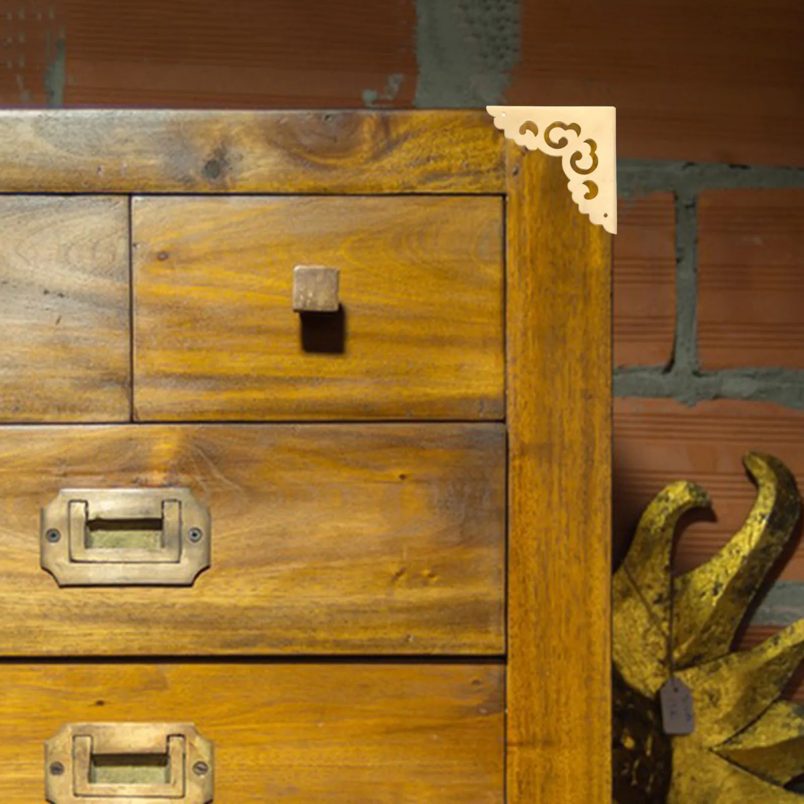 

4pcs Vintage Corner Guards For Furniture Cabinet Wood Box Metal Edge Protectors Copper Finish Sturdy Decorative Covers