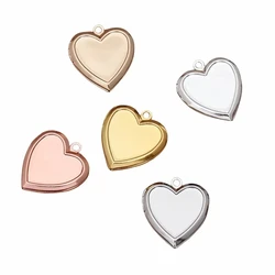 BoYuTe (10 Pieces/Lot) 22*5MM Metal Brass Heart Shaped Memory Locket Can Insert Photo Locket Pendant