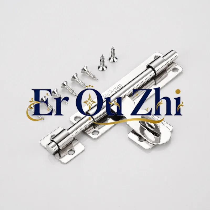 Stainless Steel Thickened Door Bolt, Door Latch, Anti-theft Surface Latch, Wooden Door Lock with Lock