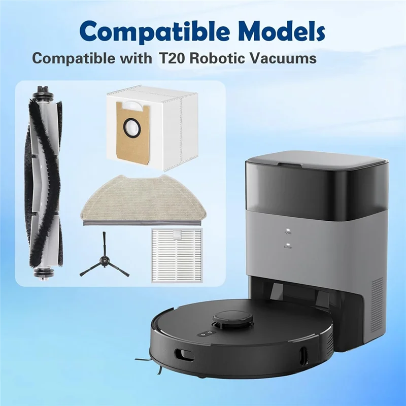 JDZD لـ Airrobo T20 جهاز آلي لتنظيف الأتربة فرشاة جانبية رئيسية فلتر Hepa ممسحة أكياس الغبار القماشية استبدال الملحقات
