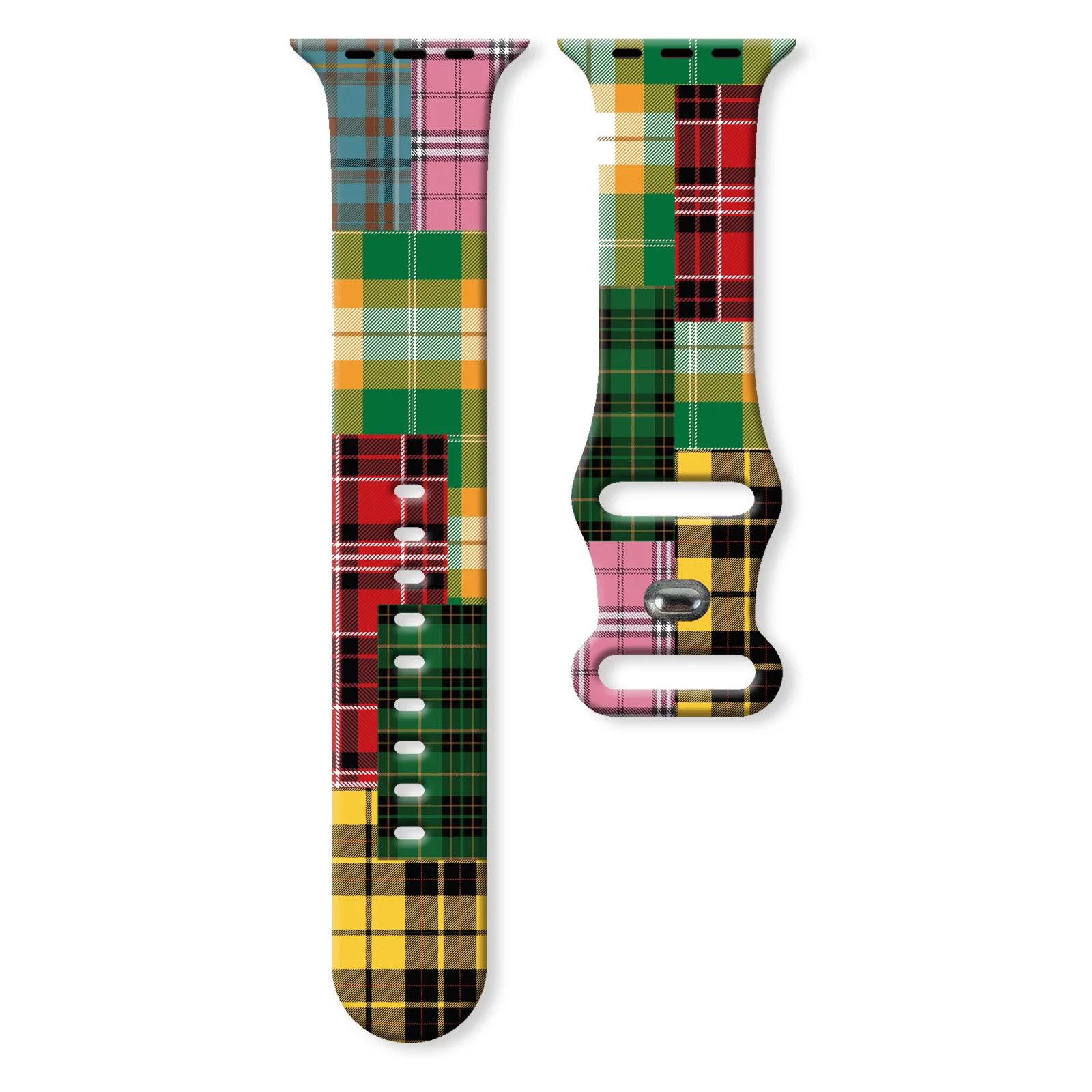 

Tartan Pattern Series Printed Strap for Apple Watch 11 10 9 8 Silicone Bands Replaceable Bracelet for iWatch 46mm 42mm 41mm 40mm