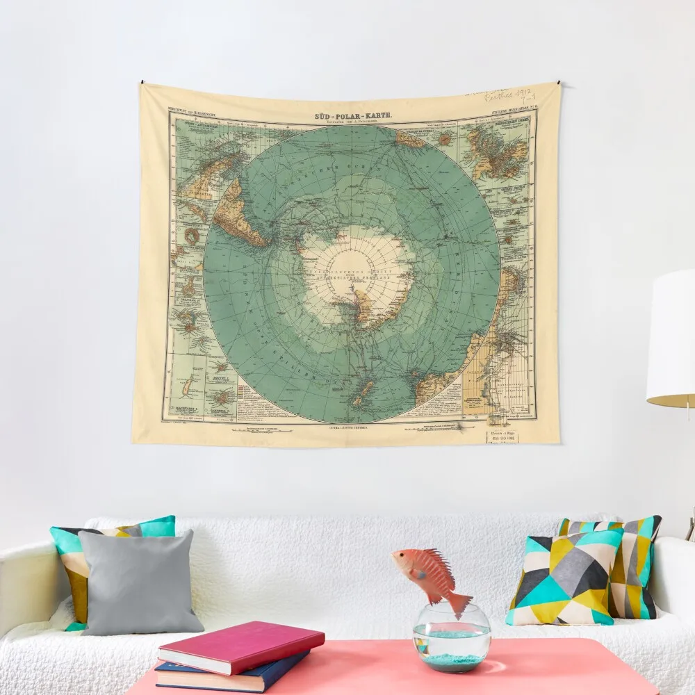 

Map of Antarctica from 1912 (Süd-Polar-Karte) Tapestry Wall Hanging Wall Art Room Aesthetic Decor Home Decorating Tapestry