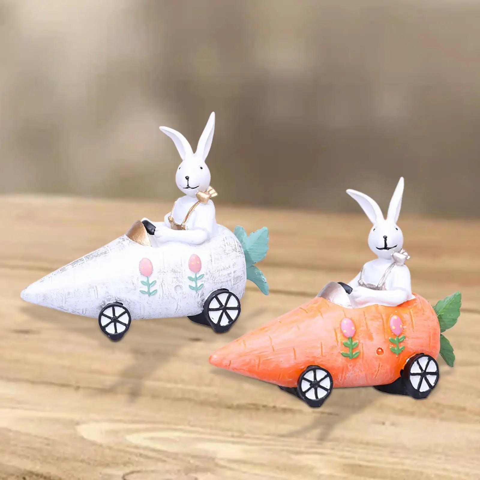 

Resin Easter Bunny Car Figurine Decorative Waterproof Tabletop Decoration