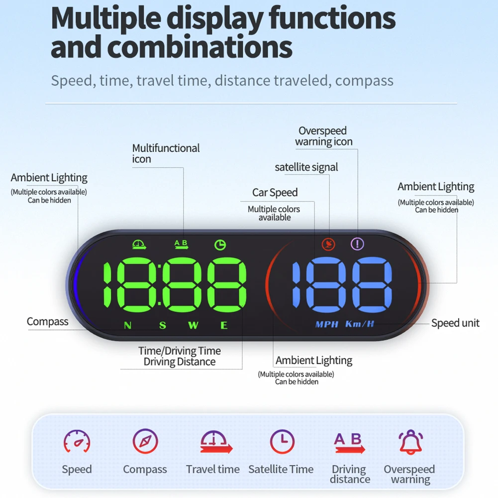 5V G26 Head-up Display HUD GPS Speed Compass Display Car Auto Digital Head Up Display Speedometer KM/H MPH Overspeed Reminder