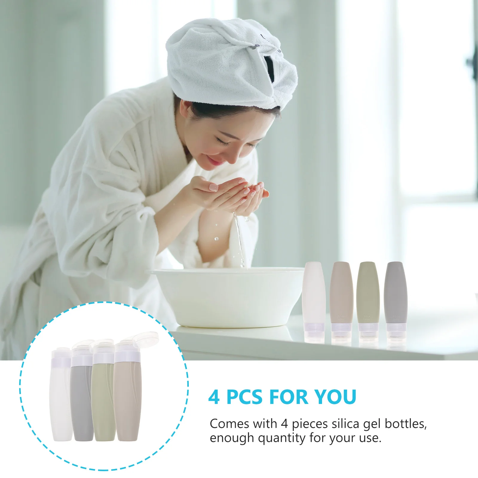 4 個のシリコントラベルボトル漏れ防止詰め替えトイレタリースクイーズボトルセットシャンプーコンディショナーローション日焼け止めフェイシャル用