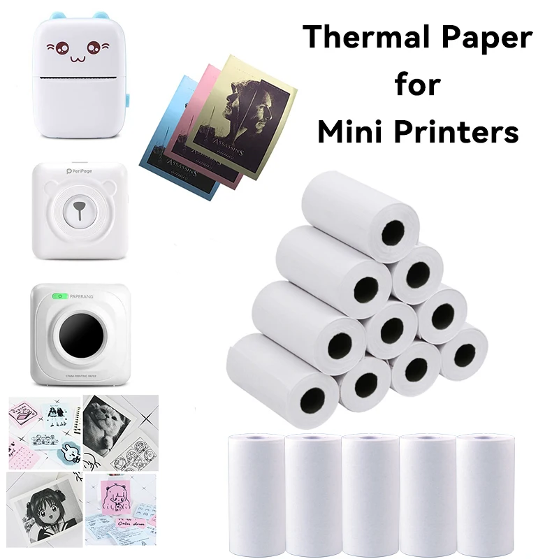 15Rolls 57x25 MM White Thermal Paper for Mini Printers Children Camera Label Sticker Paper Instant Print Kids Camera Photo Paper