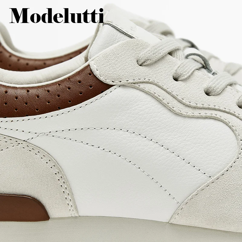 Zapatos deportivos de piel auténtica para hombre, calzado informal Simple con suela de rebelde ancho, a la moda, para primavera y otoño, novedad de 2023