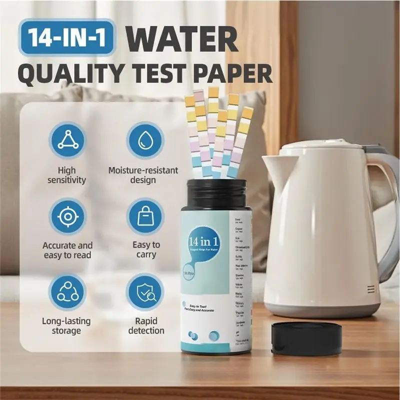 AT02-Water Testing Kits For Drinking Water, For Tap, Home- 14-In-1 Water Test Kit, Water Hardness Detection Tools A