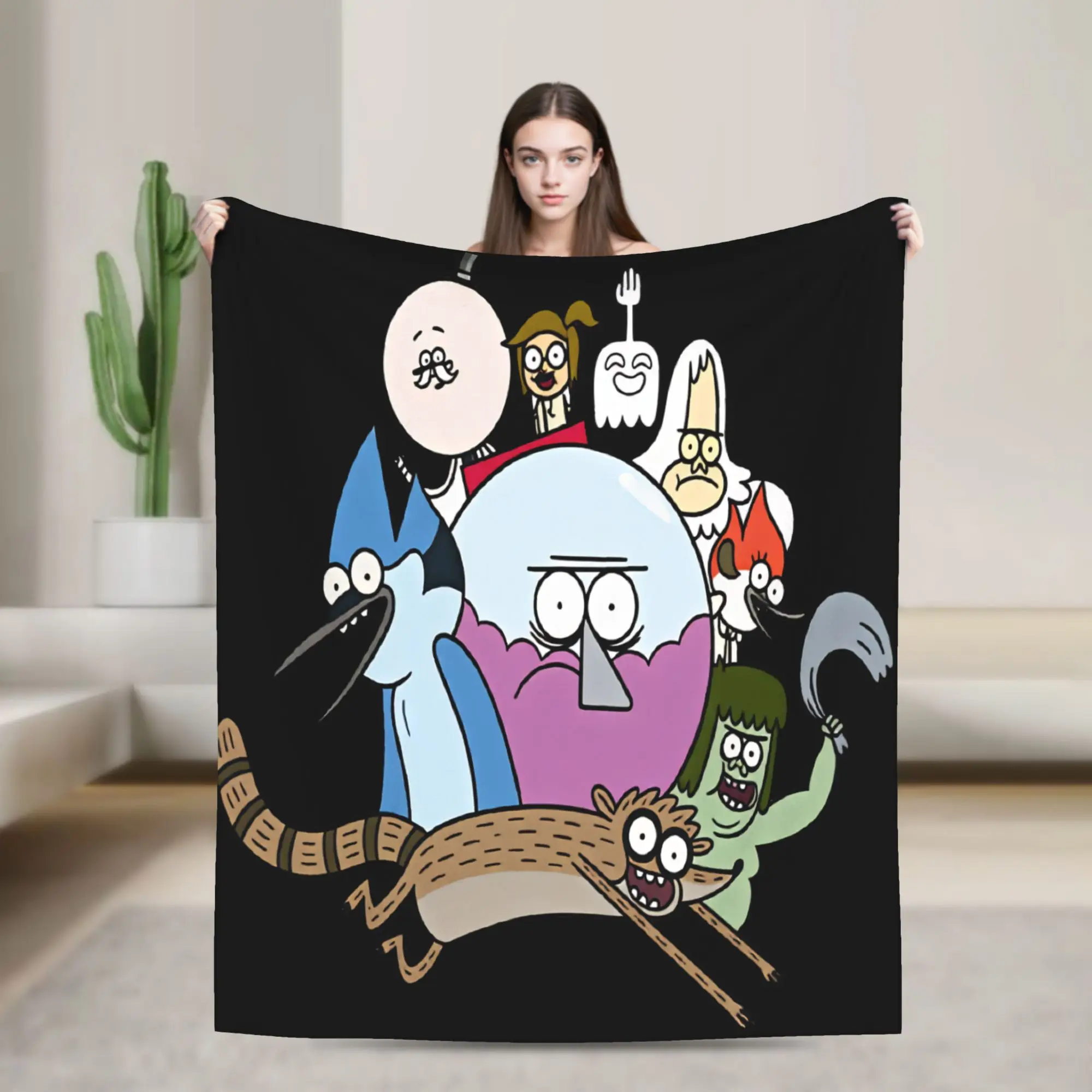 Mordecai And Rigby Regular Show Cartoon Characters Bedding Throws Warm Soft Casual Blanket For Bedroom Flannel Bedspread Cover