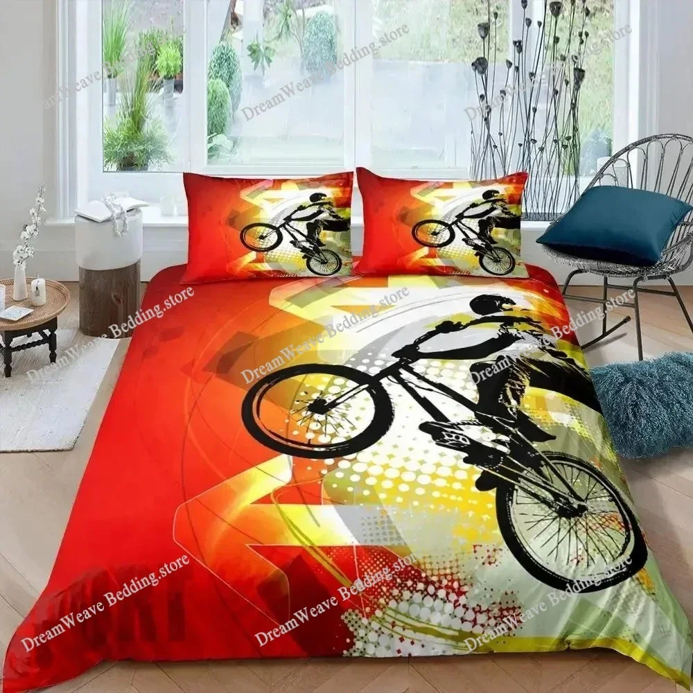 

3D Print Microfiber Mountain Bike Bedding Set Duvet Cover Bed Set Quilt Cover Pillowcase Comforter King Queen Size Boys Adult741