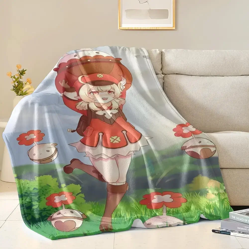 Genshin Impact Klee Throw Soft Flannel Throw Blanket for Sofa Bed Couch Air Conditioning Blanket for Office Naps Home Travel
