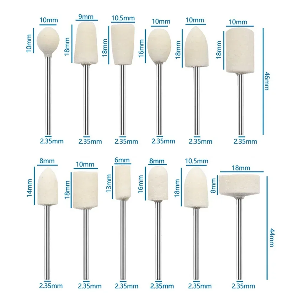 

Шерстяные полировальные круги (12 шт.) с хвостовиком 2,35 мм для роторных инструментов, совместимых с Dremel, для прецизионной полировки ювелирных изделий, металла и стекла