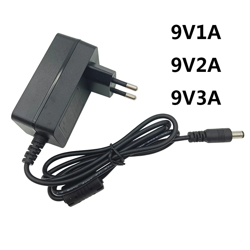 9V Power Supply EU Plug 9 Volt 9V Transformer 9v 2a Source 9v 3a 9v 2amp Power Supply 9v 1a EU Plug Center Positive 5.5x2.5mm