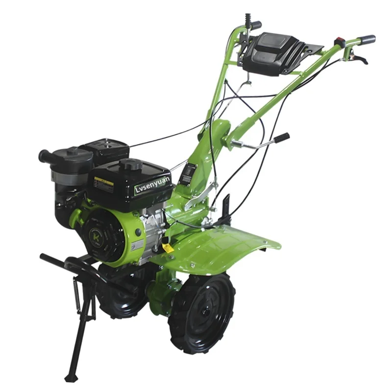 New Hand Operated Micro-tiller Rotary Tiller Multi-function Mountain Ditching Weeding Agricultural Plough Green Made in China