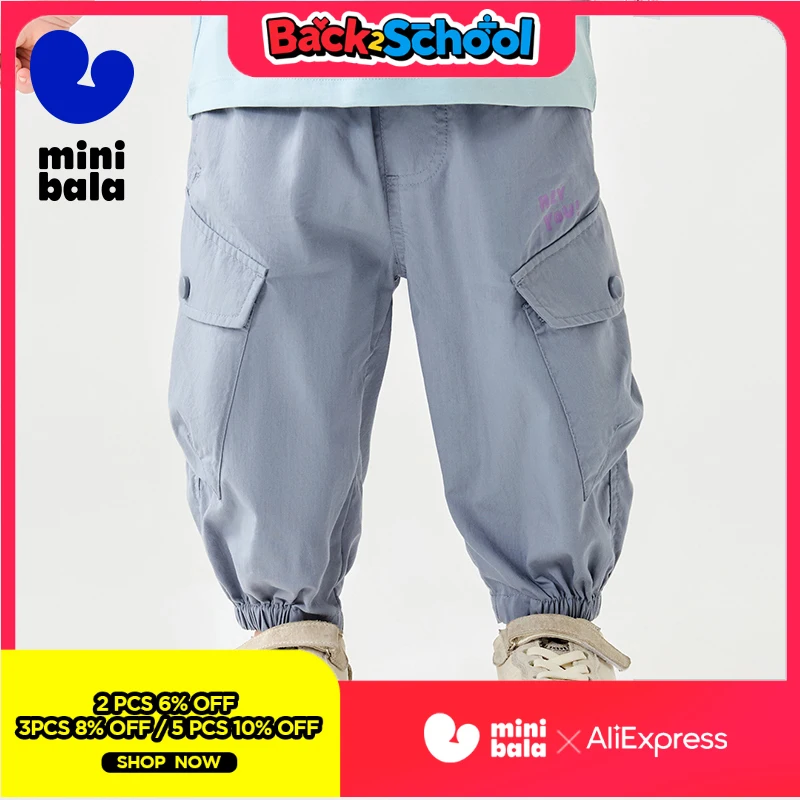 

Mini Bala Boys Pants Spring Summer Lightweight Adjustable Waist Outdoor Cargo Pants
