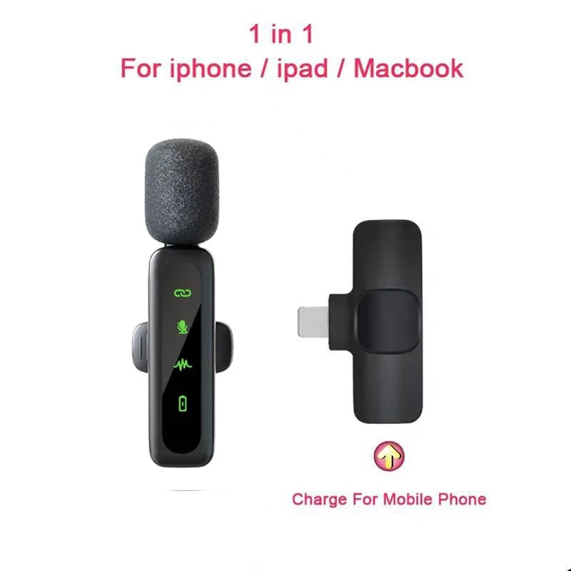 Lavalier Wireless Microphone 80mAh Rechargeable Battery Clip-On Podcast Mic for Streaming Vlogging Voice Recording Plug & Play