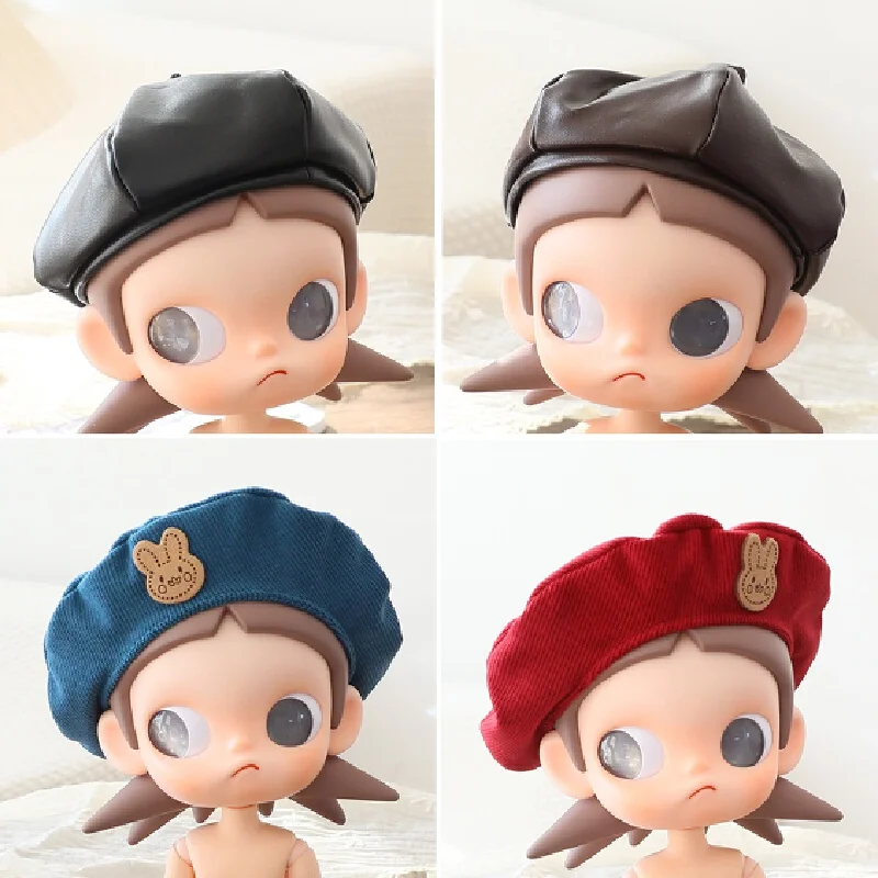 No dolls Generic BJD Doll Leather Octagonal Hat Mini PU Leather Cap For Zsiga Articulated Doll Figure Doll Dress Accessory