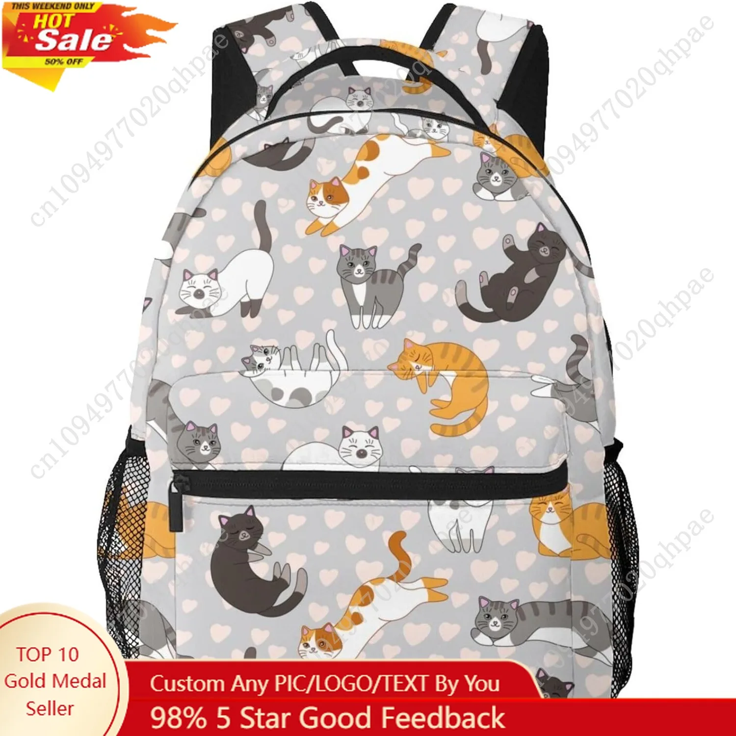 

Cute Cat Kawaii Kitten Backpack For School Laptop Bags Bookbag Big Casual Daypack For Student Girls Boys Kids Teens Travel Sport
