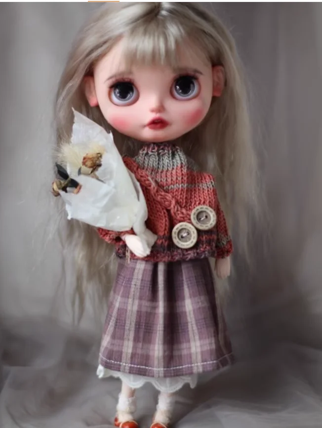 2025 3pcs winter sweater style Blythe sweater/skirt/outer skirt   1/6 30cm(Fit for azone,Pullip,Ob22/24/26, Licca)