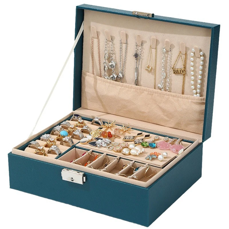 High-end European style large capacity multi-layer jewelry storage box earring necklace ring display jewelry box