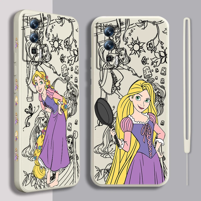 Disney Princess Rapunzel Long Hair Liquid Left Rope For Xiaomi Redmi 13C 12 12C K60 A1 K50 11 K40 10C 10 9A 9AT 9T 9C 5G TPU