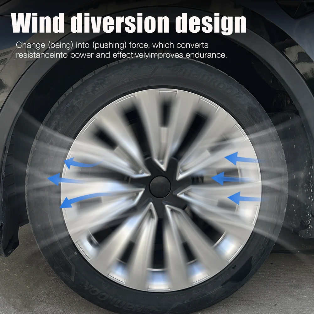 4 قطعة قبعات العجلات ل تسلا نموذج Y 19 بوصة غطاء محور الأداء السيارات استبدال HubCap غطاء حافة كاملة اكسسوارات 2018-2024 #6