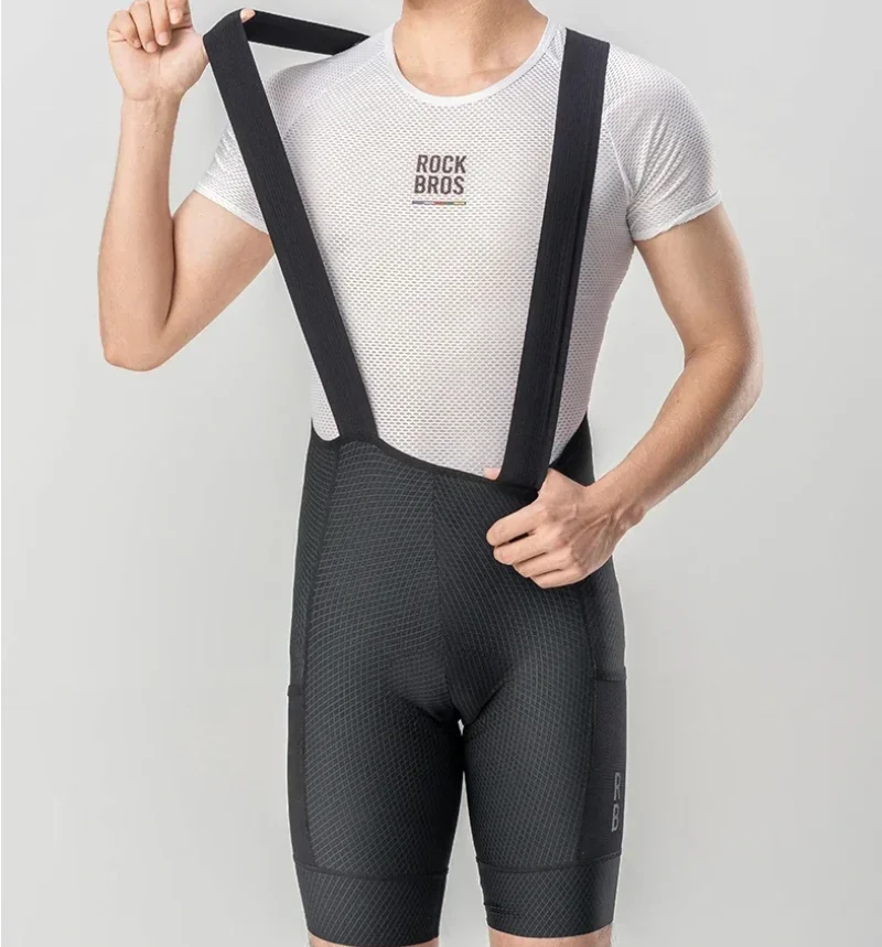 

ROCKBROS Cycling Bib Shorts Classic Men Bike Pants Ciclismo Bicycle Shorts Pockets Outdoor Breathable Reflective Tights Shorts
