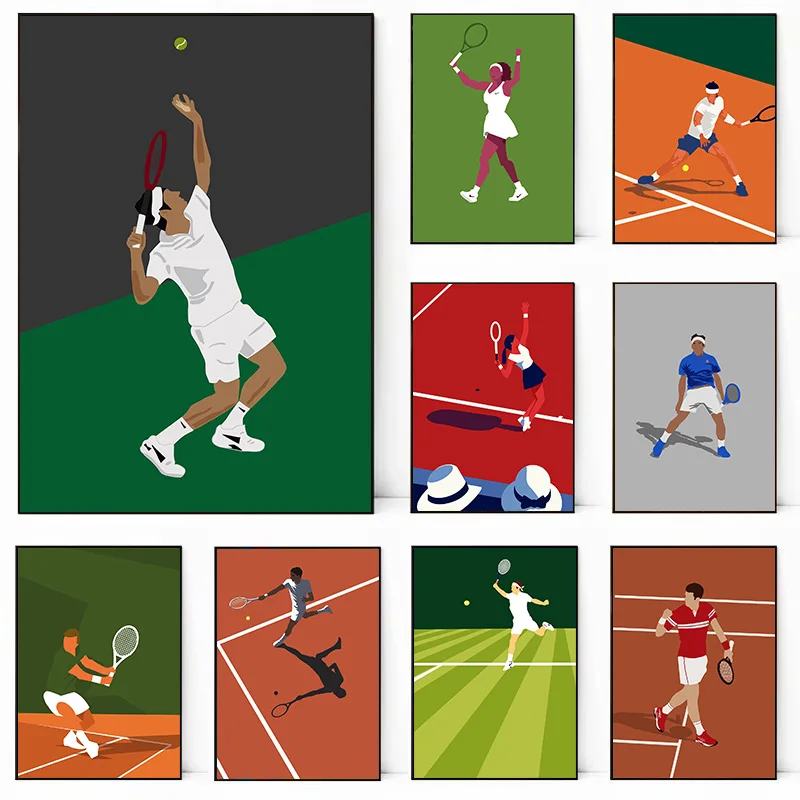 Minimalist Sport Famous Tennis Open Player Winner Abstract Nordic Poster Canvas Painting Wall Art Pictures Home Decor Gift