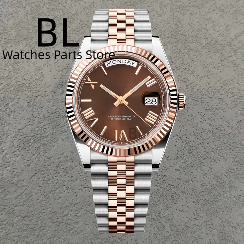 BLIGER Luxe CustomLogo Two Tone Rose Gold DD36DD40 Herenhorloges Miyota8285 Mechanische Horloges Saffierspiegel Waterdicht