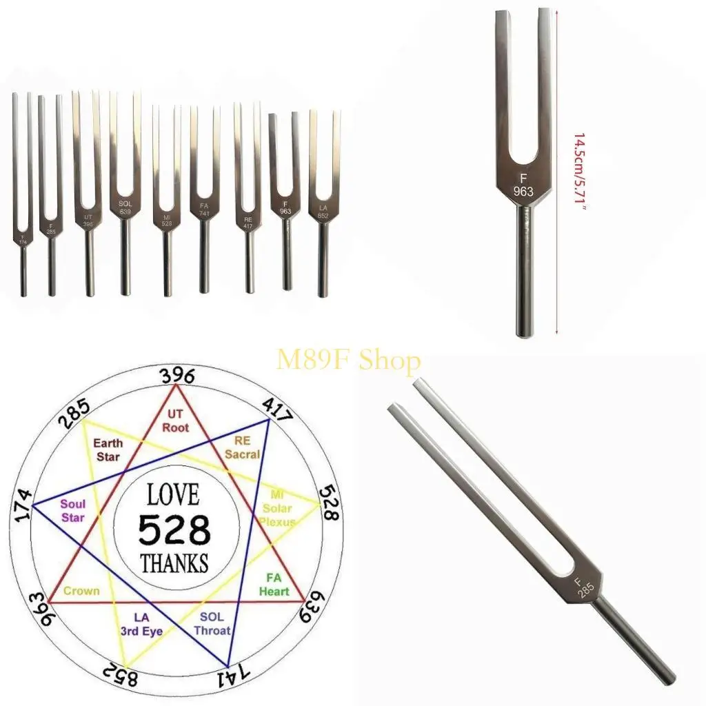 

M89F Multi-Hz Tuning Fork with Silicone Hammer Bag Cleaning Cloth for Sound Therapy