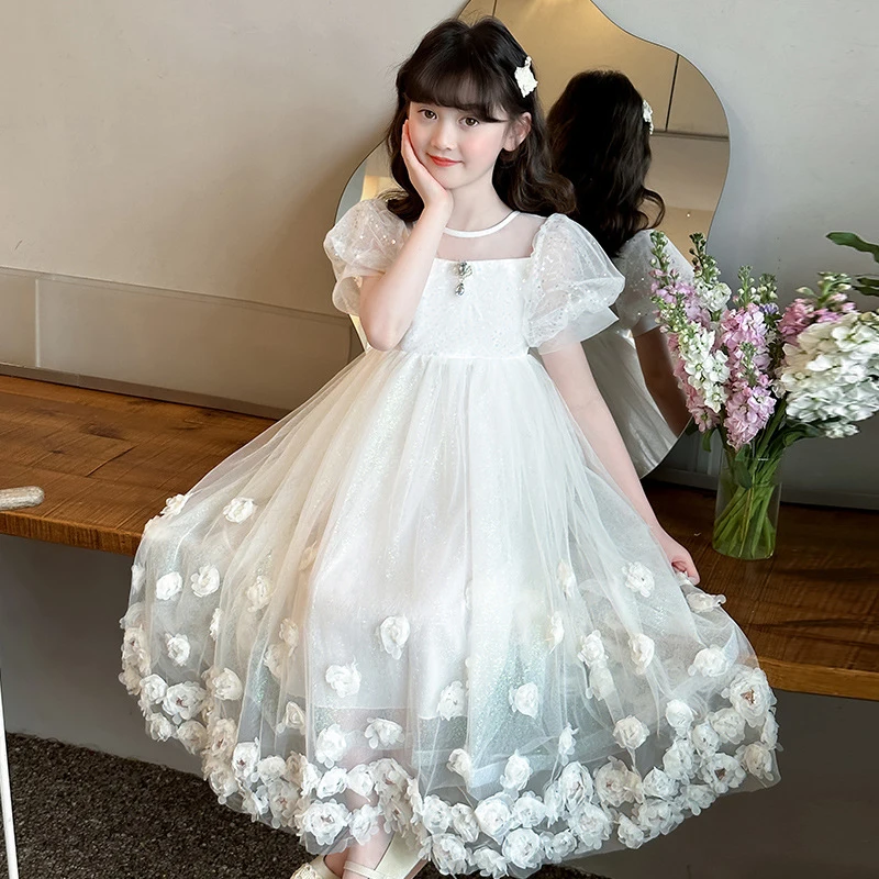 Girls' Dress2026New Summer Collection: Cute and Sweet Palace-Style Princess Puffy Dress for Older Children