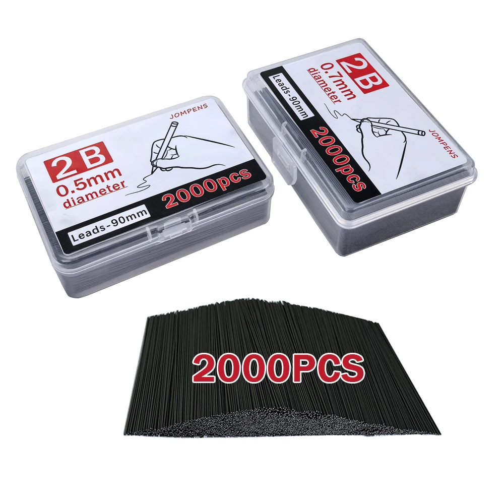 2000 Teile/schachtel Automatische Bleistift Austauschbare Mine Refill, 0,5/0,7mm 2B Mechanische Bleistiftminen Schule Skizzieren Schreiben Zubehör – Detail 2