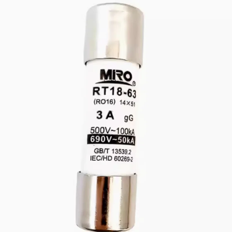 20PCS Ceramic Fuse Tube MRO RT18-63 RO16 R016 14x51mm 500V Gg 16A-63A Fuse for Electrical Safety And Protection