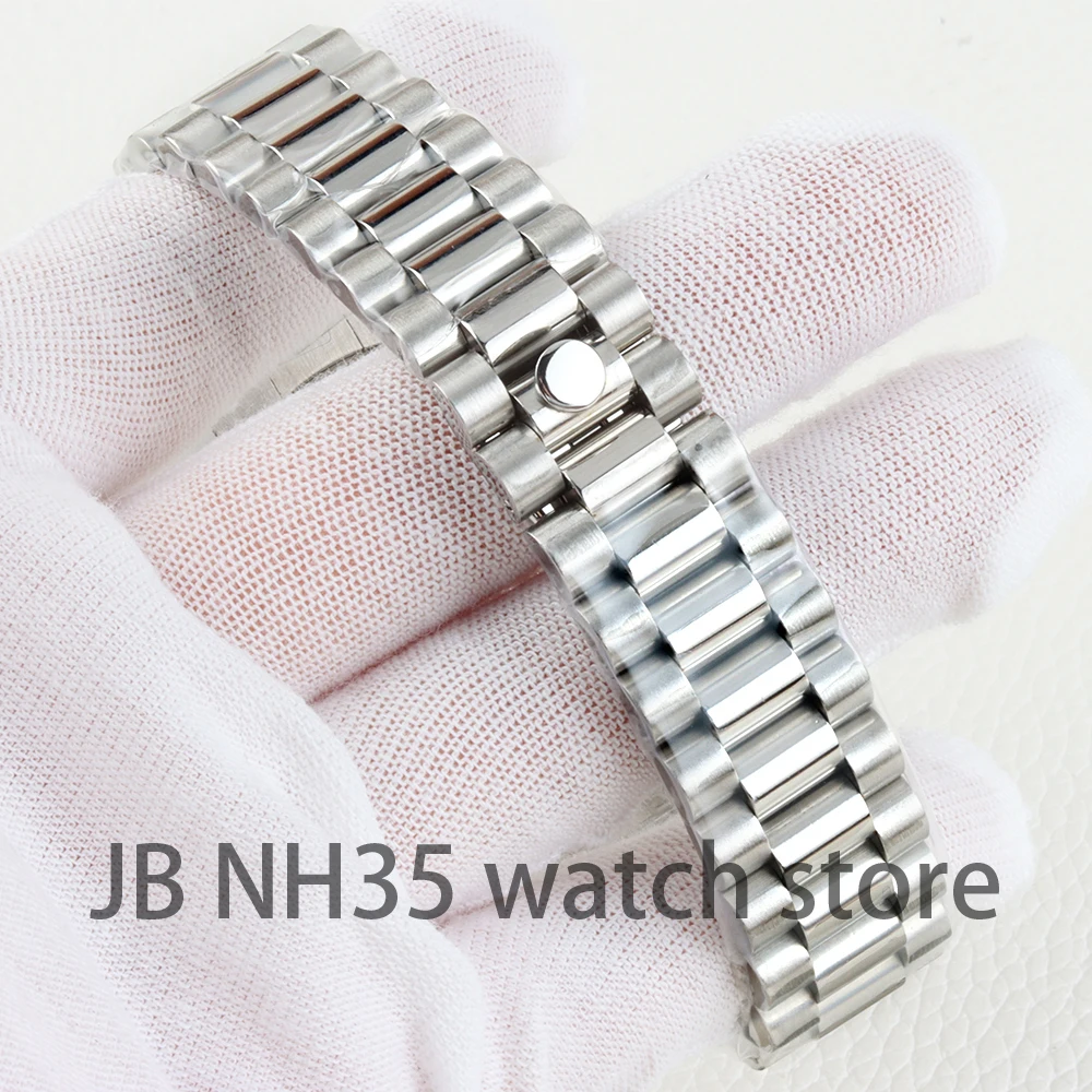الفضة 40 مللي متر ساعة حالة 20 مللي متر حزام الفولاذ المقاوم للصدأ سوار الرئاسية ل الغواصة NH34 NH35 NH36 NH38 حركة 28.5 مللي متر الطلب