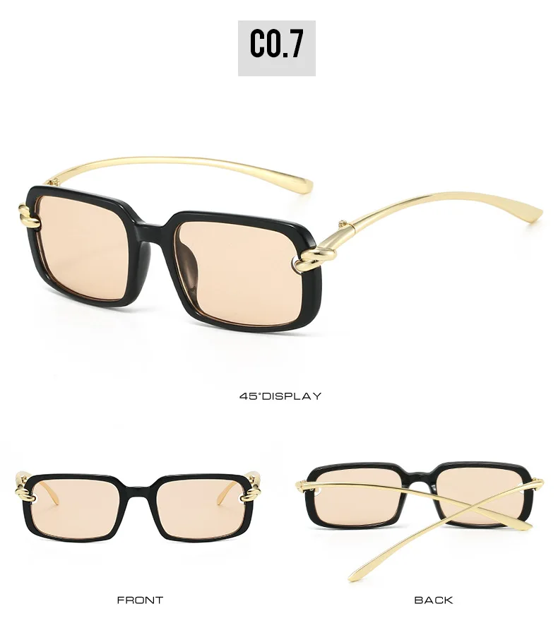 2026 Neue trendige quadratische Retro-Brille | Goldknoten-Detail und Metallbügel | Y2K Edgy-Girly-Stil – Detail 13
