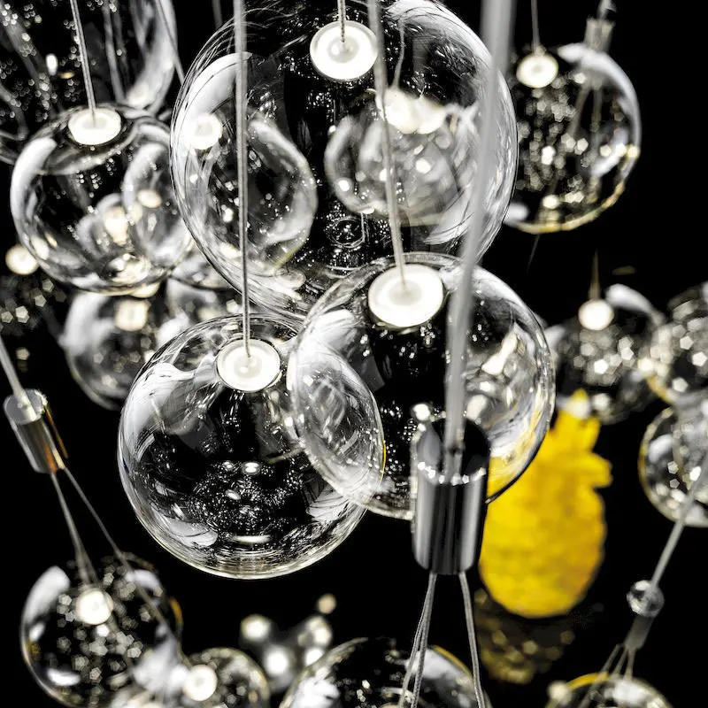 Modern LED Glass Ball Cluster Pendant Light, Lâmpada pingente para cozinha, sala de jantar, quarto, Lustres Bubble aleatórios